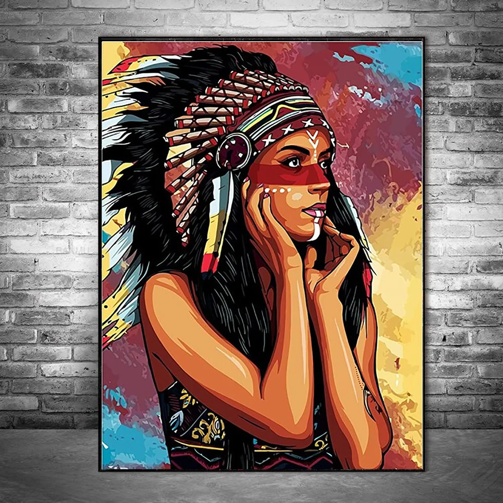 

Diy Diamond Paintings Indians Girl New 5d Art Painting Kits Full Drill Cross Stitch Embroidery Home Room Decor