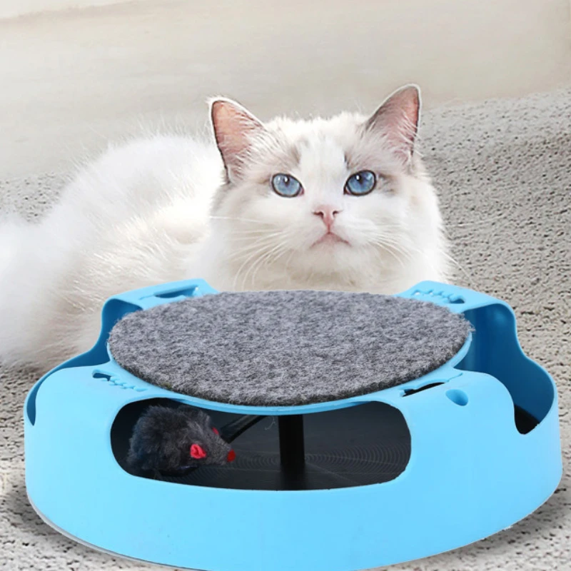 

3IN1 Cat Turnable Interactive Cat Toy Crazy Training Mouse Cat Funny Toy Playing with Cute Mice Scratcher Pad Rotating Spinning