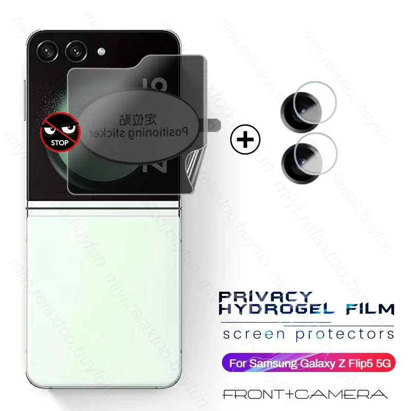 

2To1 Privacy Soft Hydrogel Film For Samsung Galaxy Z Flip5 5G Camera Glass Samsungs ZFlip5 Anti-Spy Back Screen Protector Films