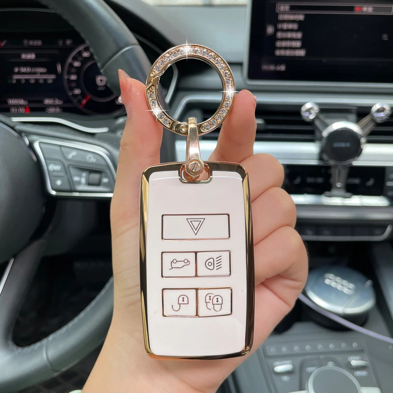 

Car Key Case Cover for Range Rover Jaguar XF P250 Pace I-F-E-PACE Jaguar XE XFL XEL Range Rover Velar Defender Sport Discovery
