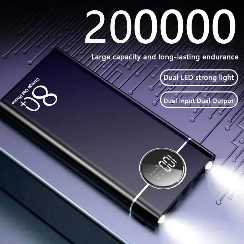 

Внешний аккумулятор с цифровым дисплеем из алюминиевого сплава, 200000 мАч