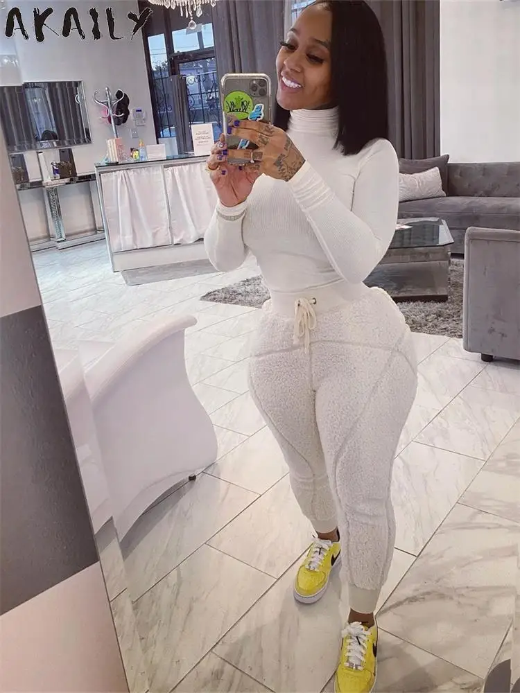 

Akaily White Tracksuit 2 Two Piece Sets Womens Fall Outfits 2022 Gray Sweatsuits Long Sleeve Tops And Sweat Pants Sets Ladies