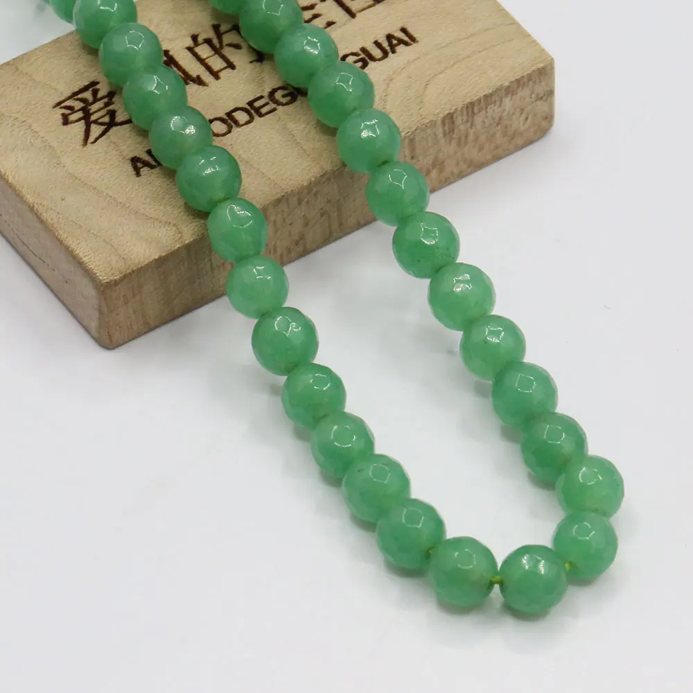 APDGG 6mm 5 Strands Green Aventurine Jade Round Faceted Beads Gemstone Beads 15