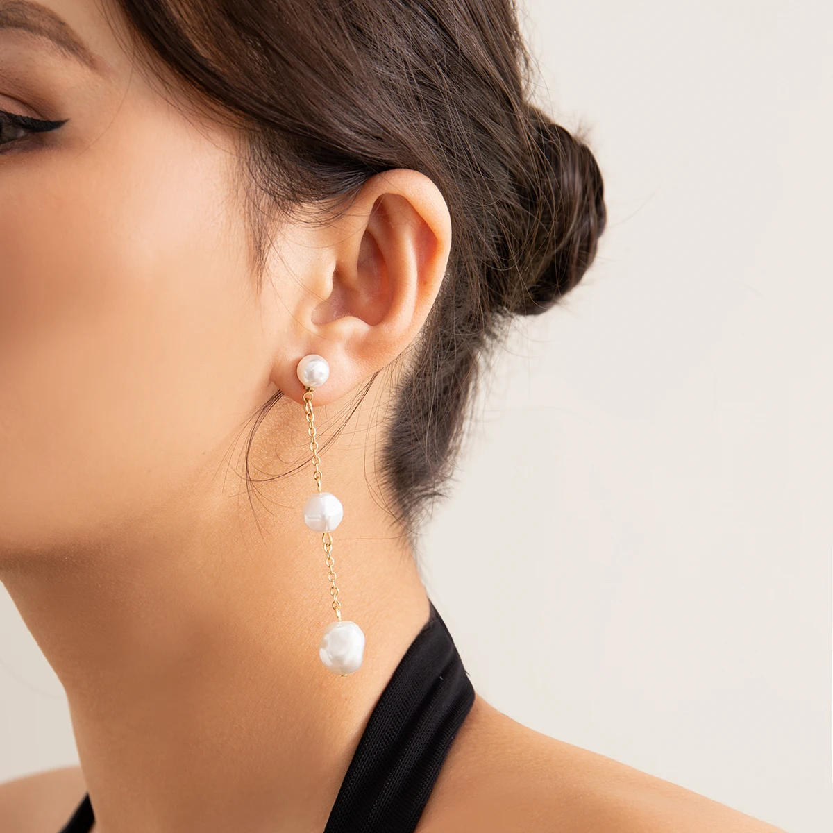 

PuRui Kpop Imitation Pearl Tassel Pendant Drop Earrings Women's Asymmetry Dangle Earrings Jewelry for Party Female Accessories