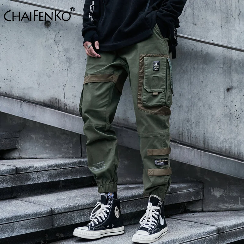 

CHAIFENKO Hip Hop Cargo Pants Men Fashion Harajuku Black Harem Pant Streetwear Joggers Sweatpant Multi-Pocket Casual Mens Pants