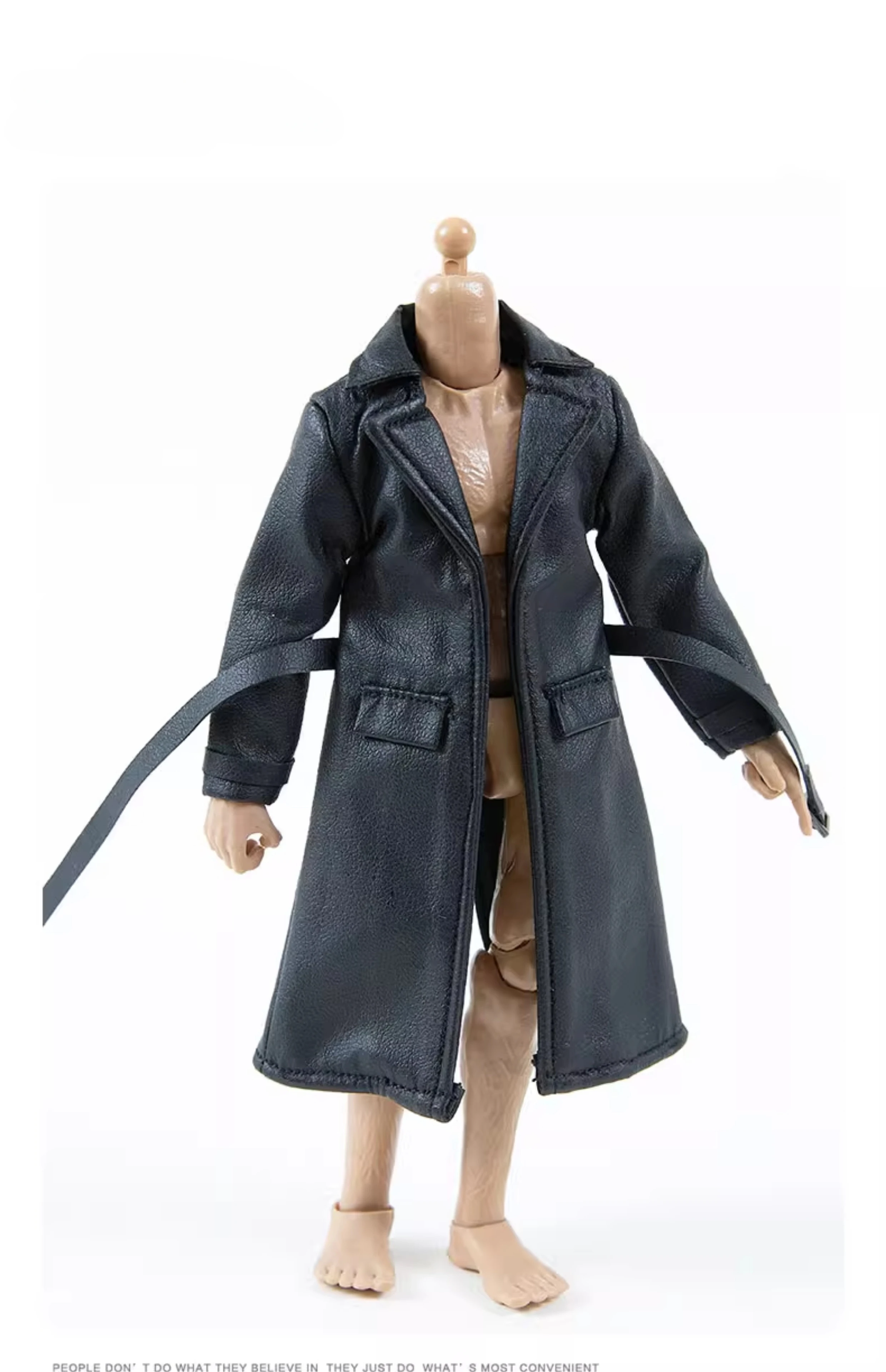 1/12 масштаб мужской солдат черный тренд средней длины кожаный плащ одежда для 12