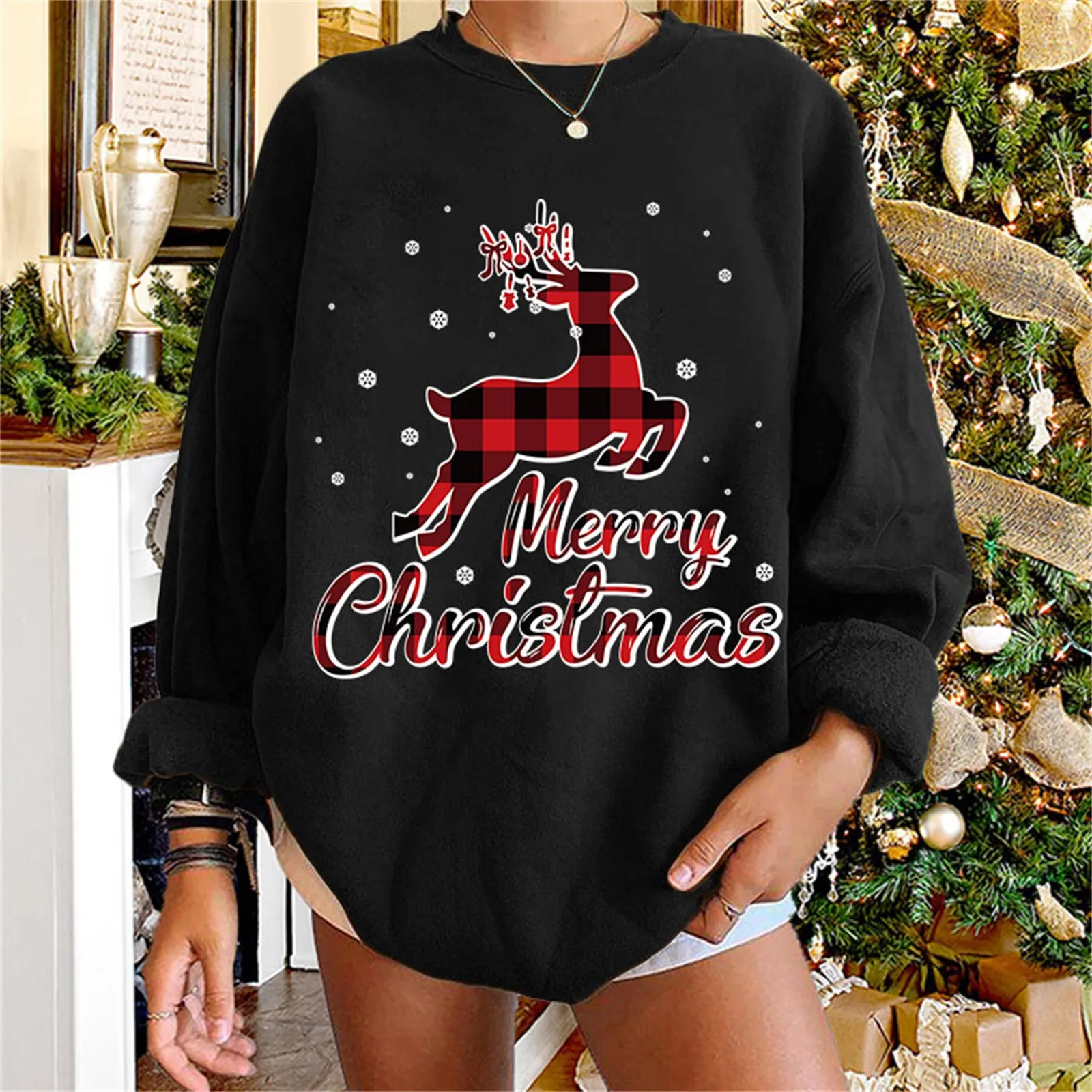 

Ladies Tops Women's Print Loose Round Neck Sweatshirt Pullover Casual Long Sleeve Blouse Top Zip up Women Hoodie