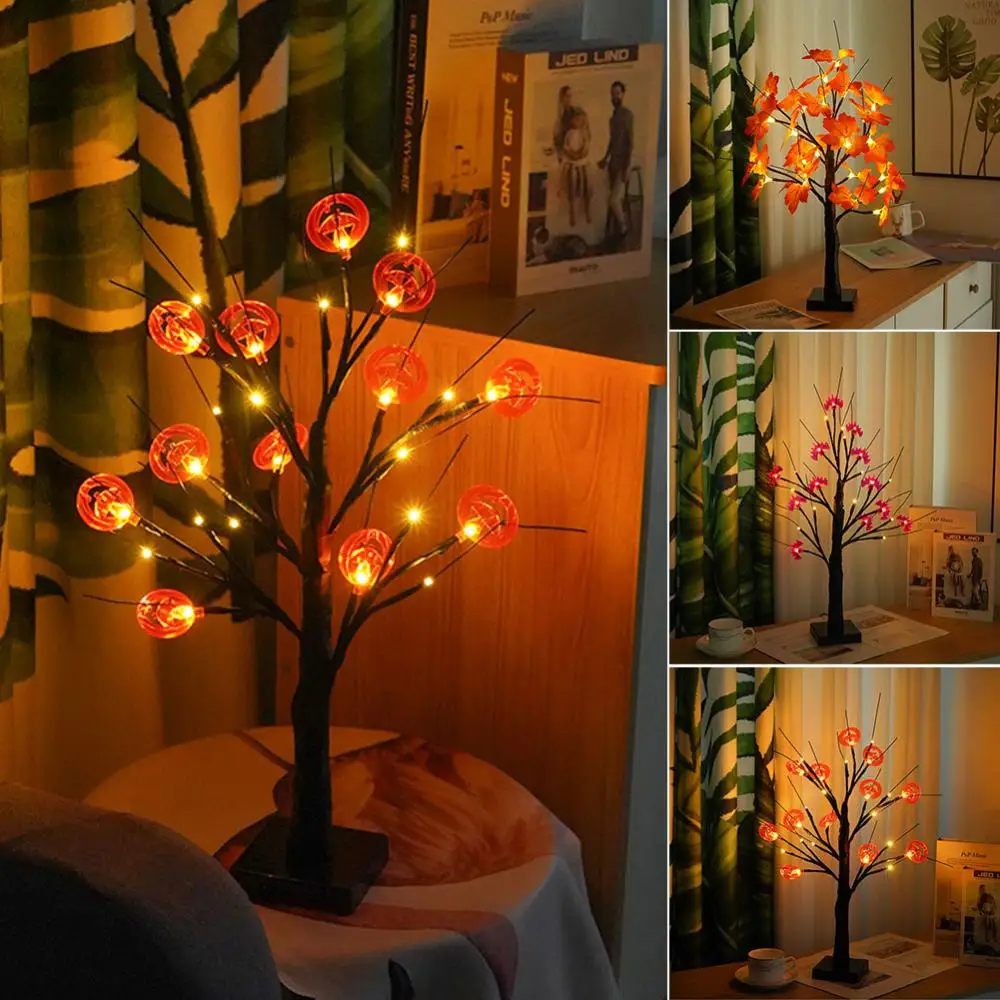 

Table Lamp 24led Tree Lights USB Fairy Maple Leaf Night Light For Home Party Halloween Christmas Wedding Bedroom Decoration