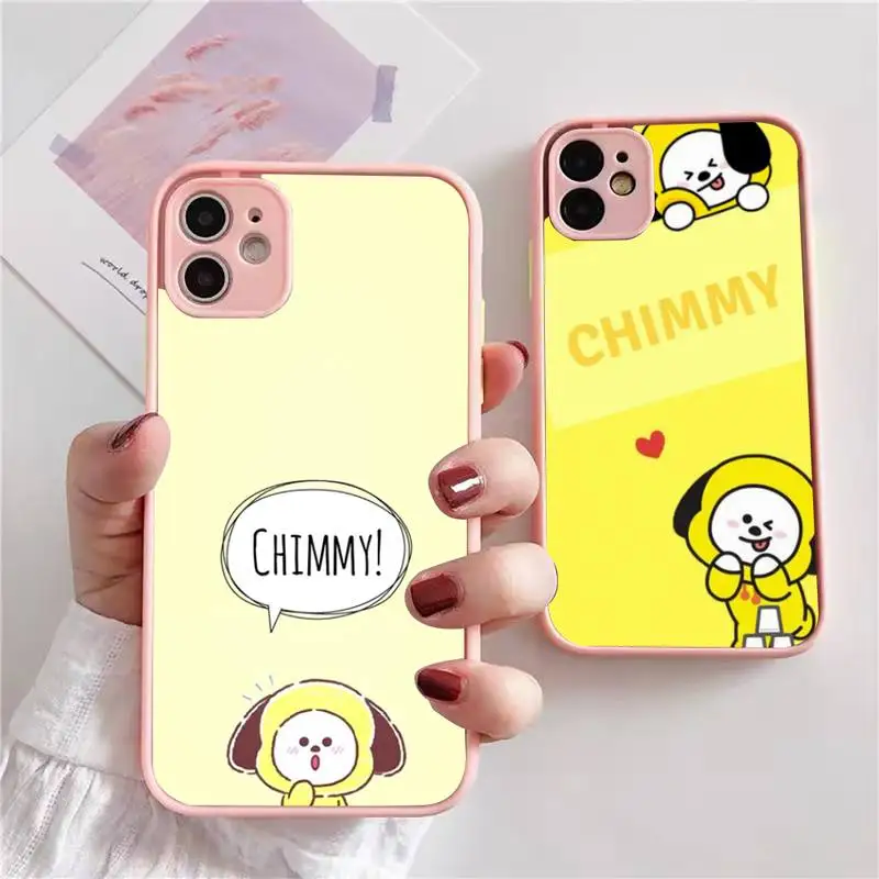 

Lovely solid color bt21 Phone Case For iphone 13 12 11 xr xs x 7 8 pro max Light pink Soft TPU Silicone Clear Case Cover