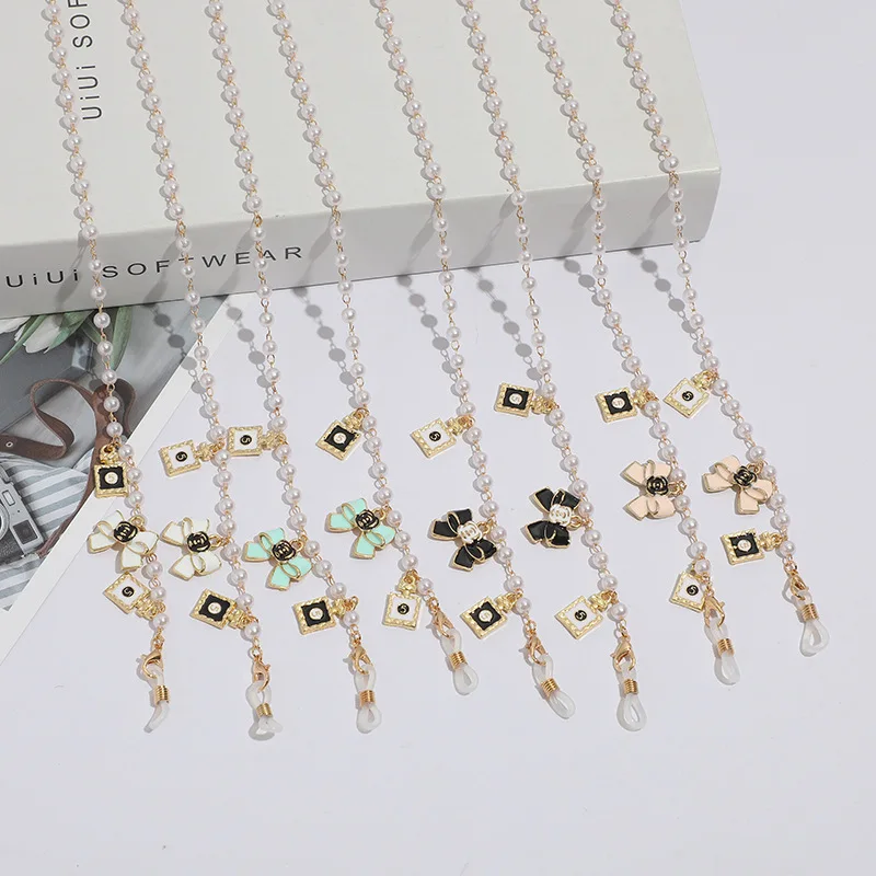 

Bowknot Glasses Chains Artificial Pearl Cute Eyeglasses Chain Charms Trend Women Sunglasses Accessory Alloy Necklace Mask Rope