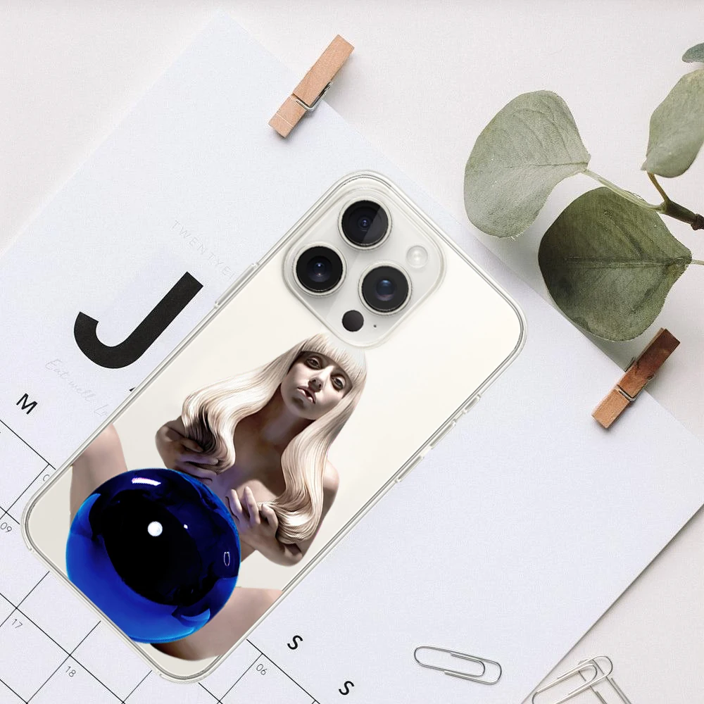 L-Lady Singer G-Gaga Phone Case for iPhone 12 11 13 14 15 16 Max Pro Plus Transparent Cover