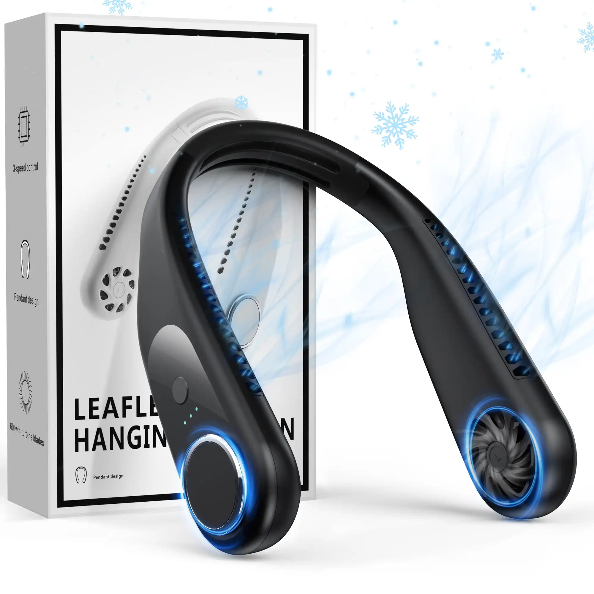 

Neck Fan, 5200mAh Personal Portable Rechargeable Bladeless Fan, Black