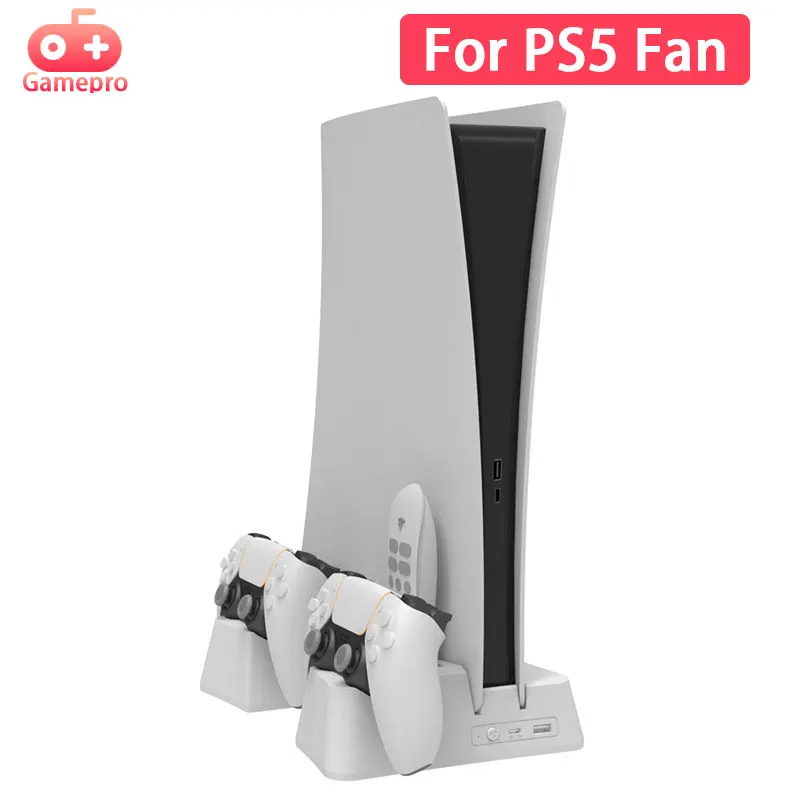 

Охлаждающая подставка для Playstation 5, вертикальная подставка для PS5 Digital Edition с охлаждающим вентилятором и зарядным устройством для Sony PS5