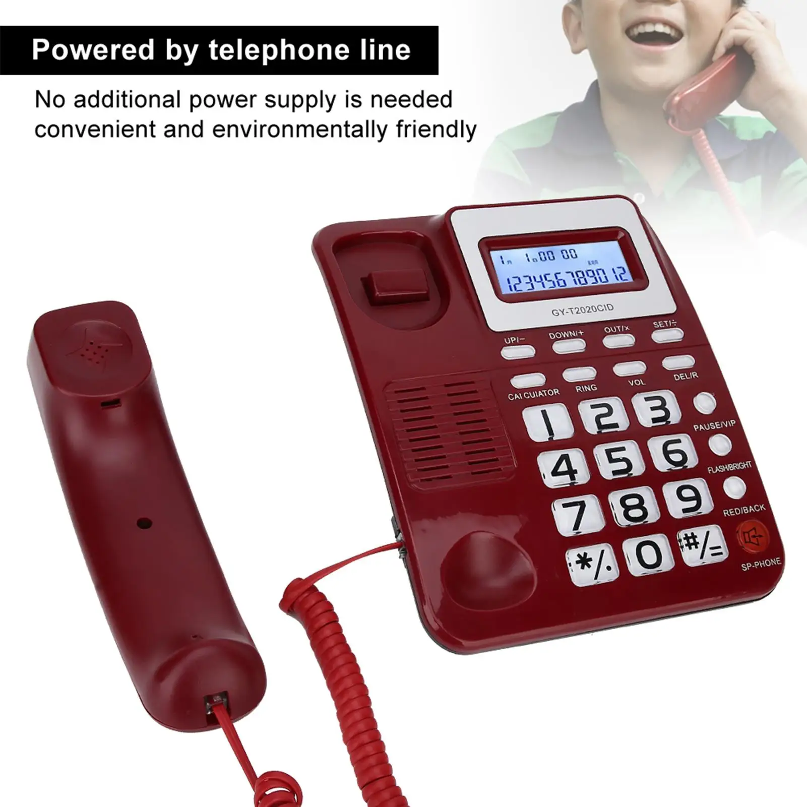 Домашний стационарный телефон с большими кнопками и диктофоном для пожилых