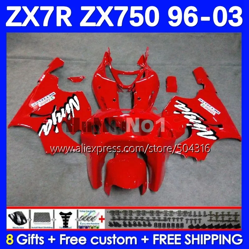 

Body For KAWASAKI NINJA ZX 7R 7 R ZX-750 52MC.44 ZX750 ZX-7R ZX7R 1996 1997 1998 1999 2000 2001 2002 2003 Fairings Glossy red