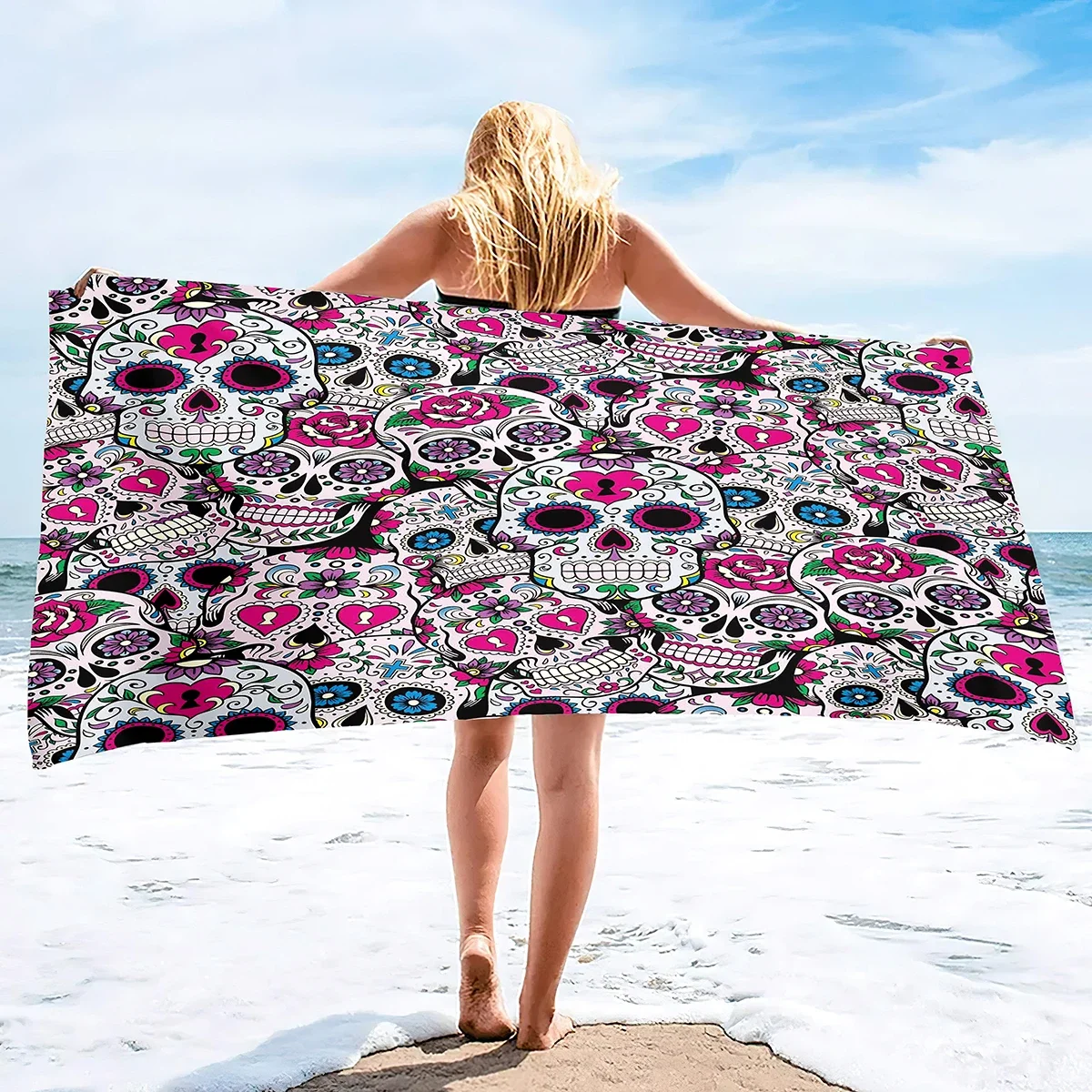 Пляжное полотенце с черепом пляжное из микрофибры для спортзала путешествий