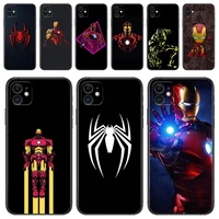 spiderman iron man black tpu phone case for iphone 13 12 11 pro max mini se xr x xs max 8plus 7plus 6 6s new shell phone case