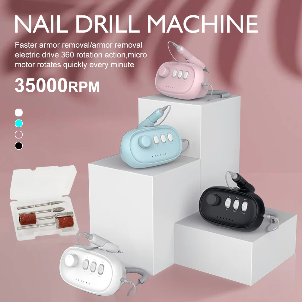 

35000RPM Electric Nail Drill Machine Set Nail File Remover Polishing Machine With 4 Drill Bits Manicure Pedicure Tools