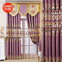luxury embroidered curtains for living room bedroom thickened chenille windows backdrop fish scale pattern lace european curtain