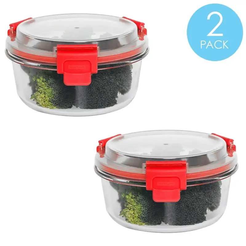 

oz. Round Leak and Spill Proof Borosilicate Glass Food Storage Dishwasher Safe Meal Prep Storage Container with Air-tight Plasti