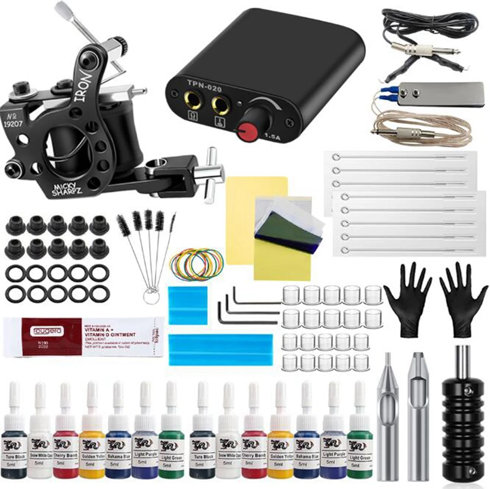 

TRUE STAR Coil Tattoo Machine Kits Complete Tattoo Guns Set with Tattoo Needles Tattoo Power Supply Tattoo Accessories Set