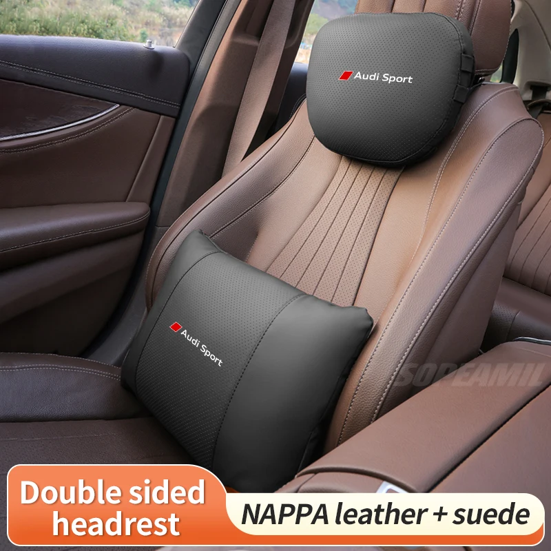 Audi Sport S3 S4 S5 S6 Q3 Q5 Q7 RS3 RS4 A3 A4 A5 A6 A7 Кожаный подголовник TT Автомобильный Поясная