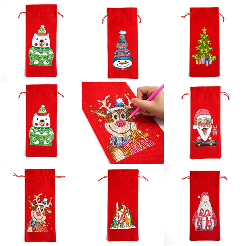 Рождественский Чехол Для Бутылки Вина Специальной Формы С Блестящим Узором