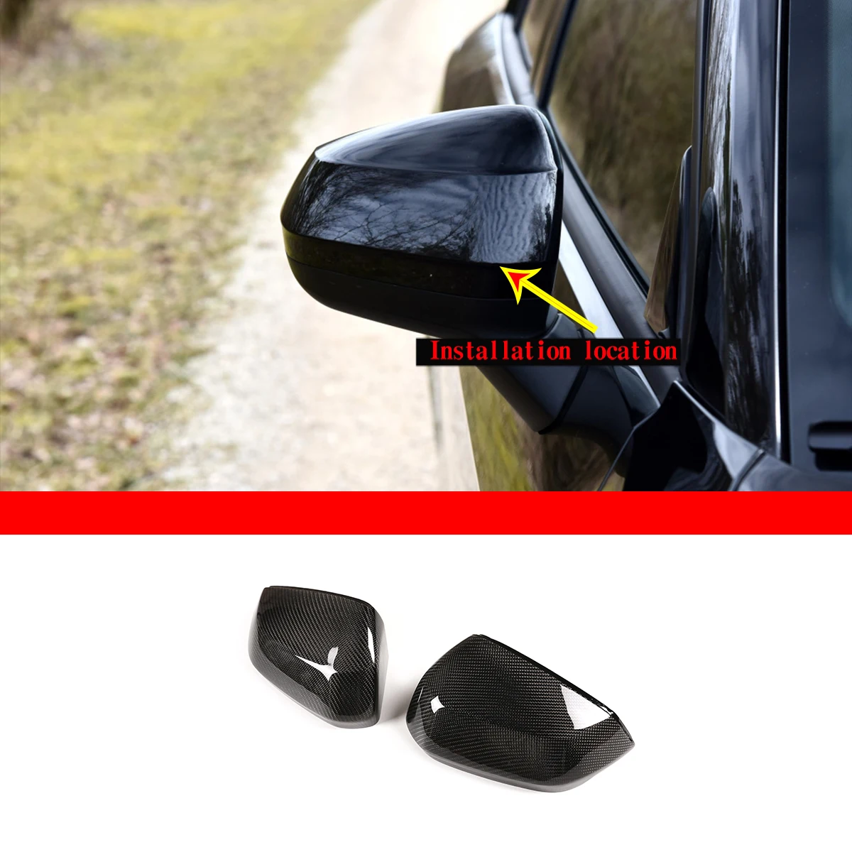

For Audi Q2 2017-19 Q3 2019-20 Real Carbon Fiber Side Rear View Mirror Cover Trim Exterior Car Accessories(Replacement Parts)