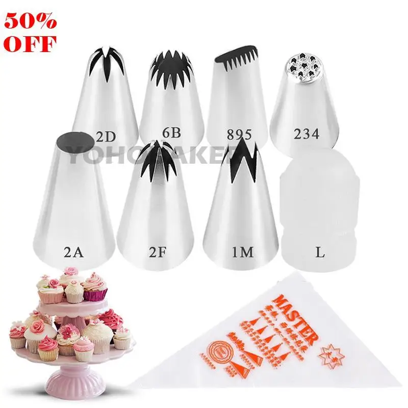 

83PCS Cake Decorating Set Stainless Russian Piping Tips Cream Confectionery Nozzles Scraper Pastry Bag Baking Tools For Cakes