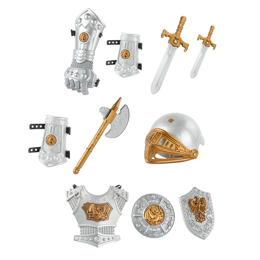 

1 Set Children Knight Costume Kids Cosplay Party Clothing Armor Swords Prop