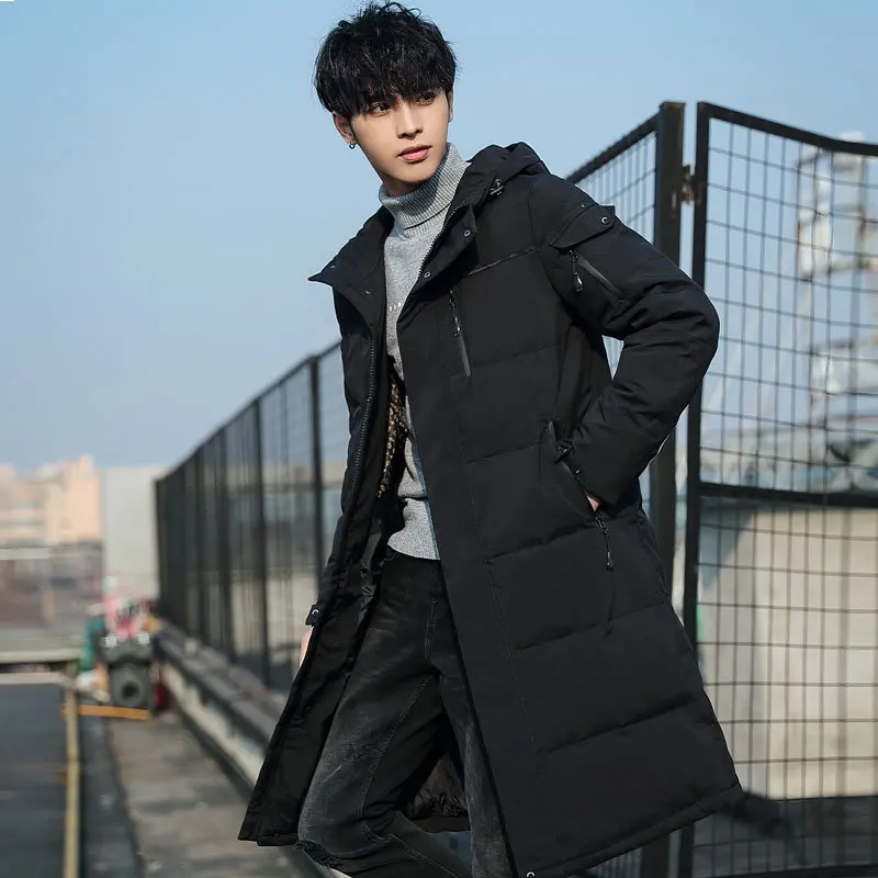 

High Quality Winter Jacket Men Smart Business Casual Hooded Long Down Jacket Male Plus Size Thick Warm Winter Coats Clothes