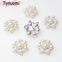 10pcs 29mm new metal pearl rhinestone flower clothing buttons diy hand sewing decorative jewelry accessories crafts
