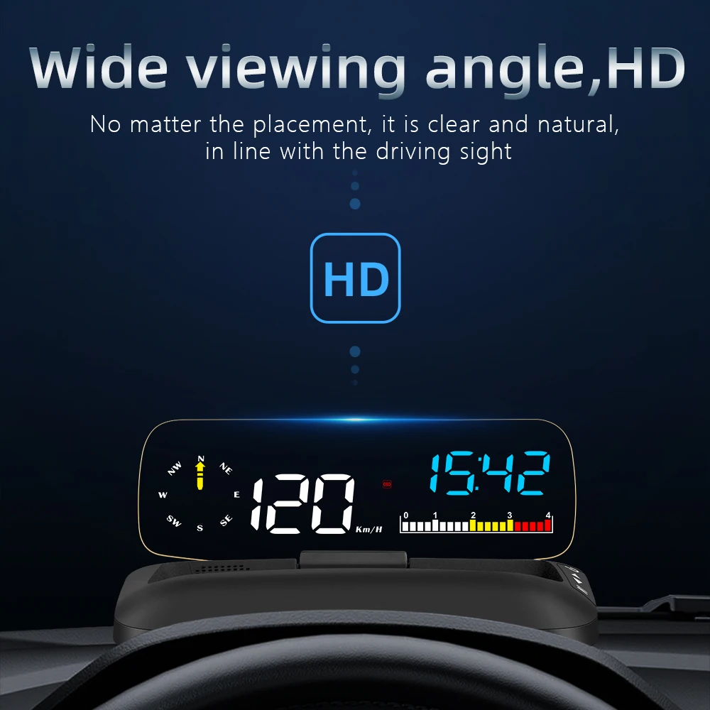Фото Без эффекта затенения и без защитной пленки: C5 HUD OBD+GPS, двойная система, спидометр, диагностический инструмент, автомобильный сканер OBD2 с отражающей пластиной №5