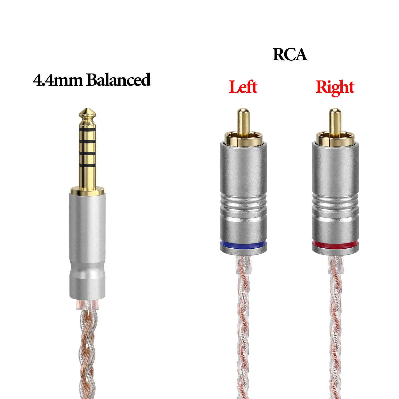 Фото Geekria 4,4 мм сбалансированный двойной аудиокабель RCA, медный посеребренный шнур обновления OCC, соединение HiFi стерео для ЦАП (3,3 фута) №3