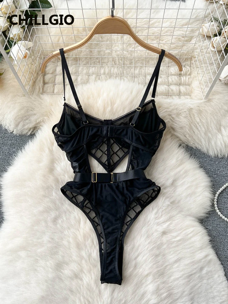 Пикантные Женские клетчатые боди CHILLGIO модный ажурный дизайн интимная одежда для