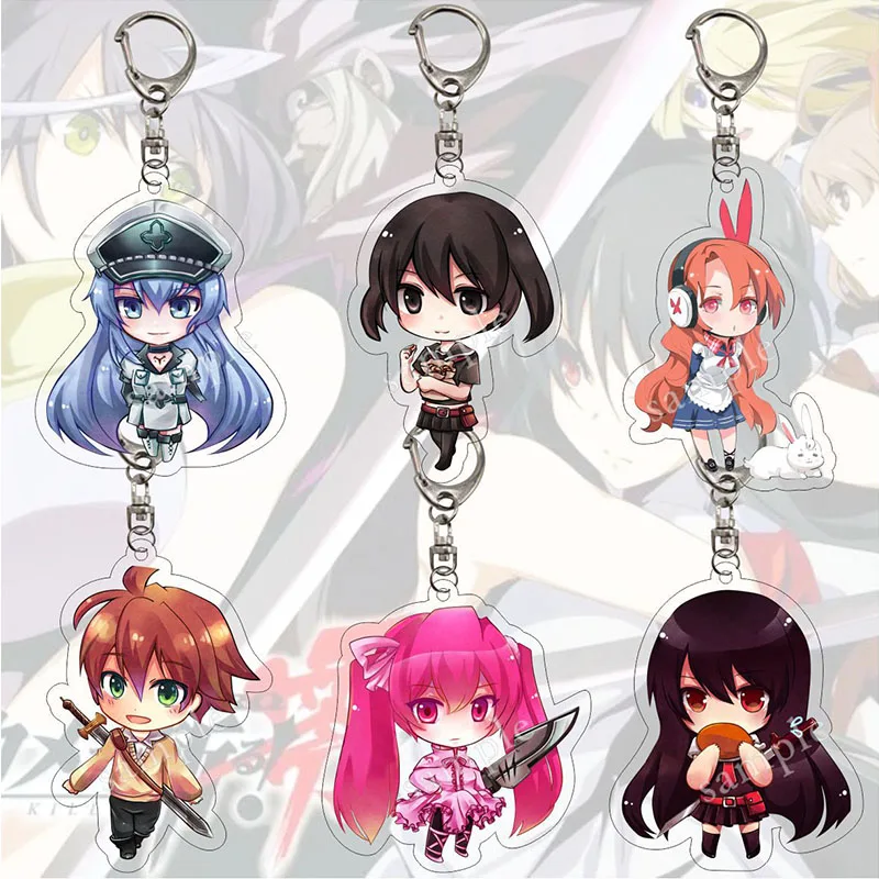 Anime Akame ga KILL Keychain Kawaii Tatsumi Akame Esdeath Brelok Cartoon Figure Cosplay Acrylic Pendant Car Key Bag Keyring Gift