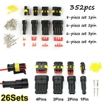26 sets automotive waterproof sealed plug cable wire connector plug kit hid plug 2585 degre 1 4 pin kit ip67 300v 12a for car