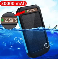30000mah solar mobile phone power supply waterproof usb with cigarette lighter outdoor emergency led flashlight portable charger