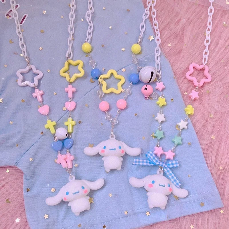 

Cinnamoroll Sweet Kawaii Anime Sanrio Necklace Cute Cartoon Girly Heart Decoration Accessories Lovely Toys Gifts for Girls