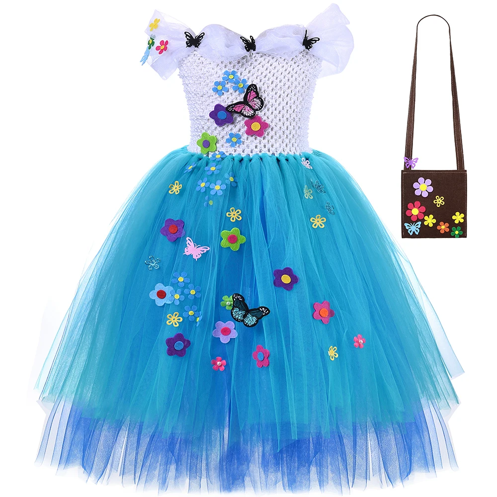 

Mirabel Princess Tutu Dress Halloween Carnival Party Fancy Encanto Madrigal Gown Costume Girls Tulle Children Skirt Kids Clothes