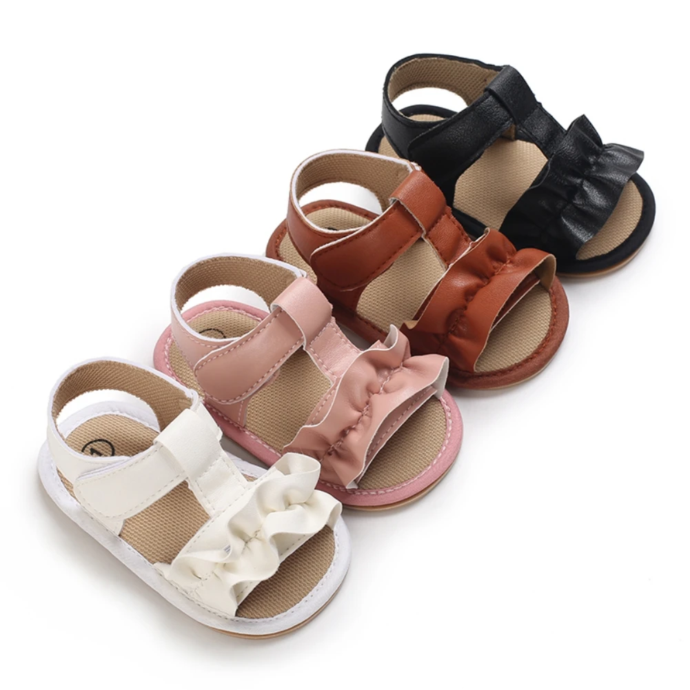 

Summer Shoes Baby Girls PU Leather Sandals For Girls Anti-Slip Flats Shoes For Toddlers Anti-Slip Prewalker First Walking Shoe