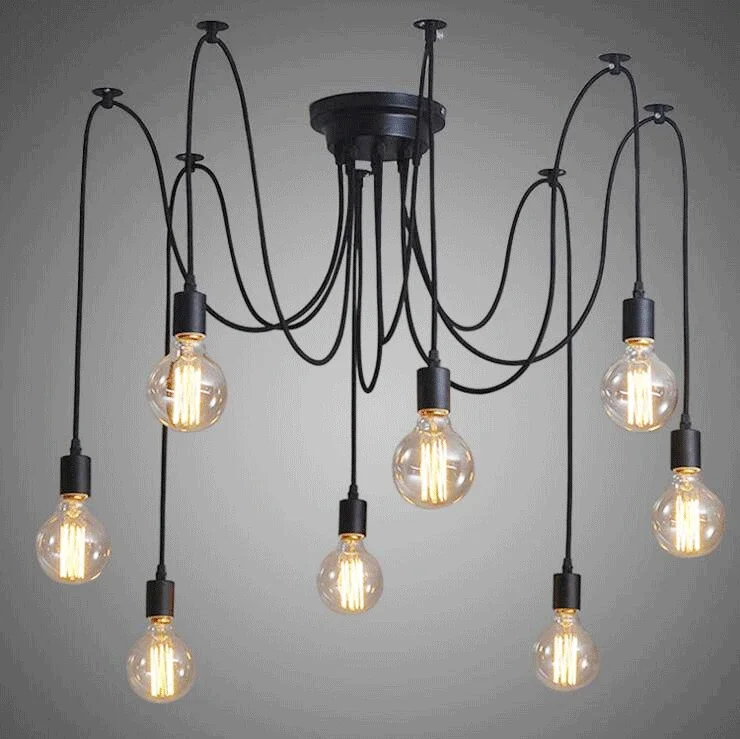 

6-Head Sky Female Loose Flower Chandelier Office Creative Personality Industrial Style Nordic Retro Edison Spider Lamp