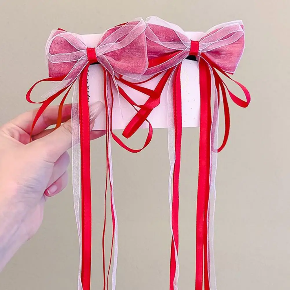 

2Pcs Mesh Hairpins Multicolor Chinese Ribbon Hairpins Comfortable Bow-knot Design Kids Hairpins Girls Supply