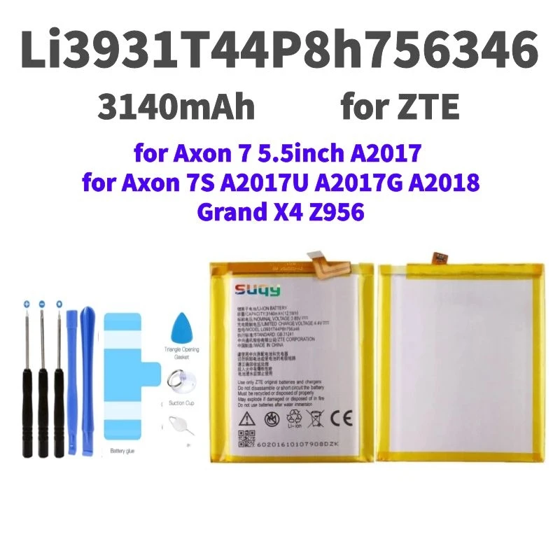 

suqy Li3931T44P8h756346 Battery for ZTE Axon 7 A2017 7S A2018 Grand X4 Z956 Original Battery Replacement for Axon 7 7S Bateria