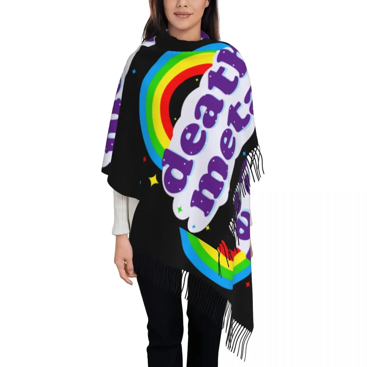 Шарф Rock Music Death Женская Длинная зимняя теплая шаль с кисточками шарфы унисекс