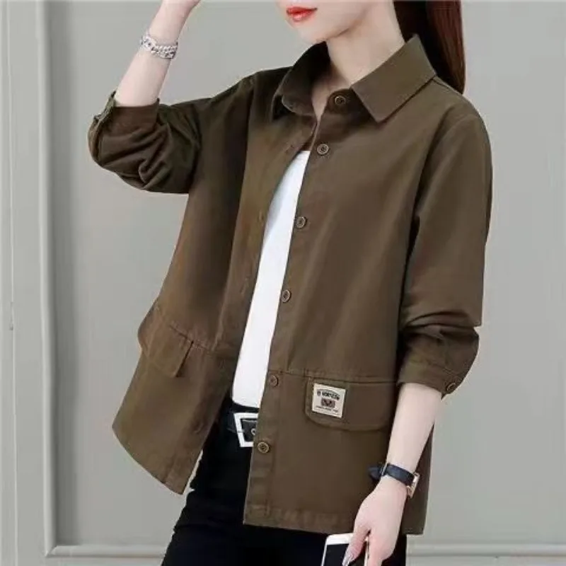 

New Spring Autumn Women's Wear Casual Short Overcoat Female Solid Pockets Single Breasted Cotton Jean Jackets for Women 2023 Top