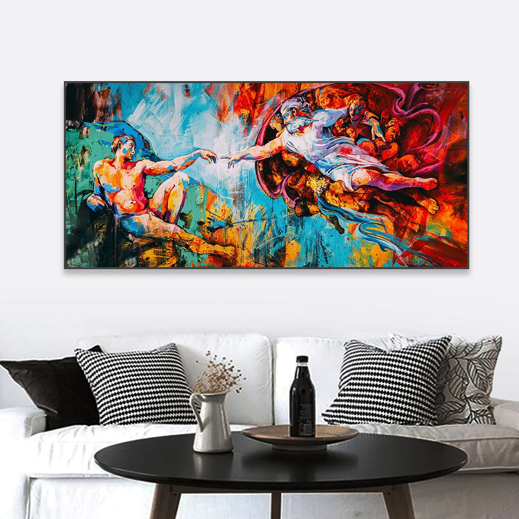 Абстрактная картина &quotСоздание Адама&quot Fashionista печать на холсте