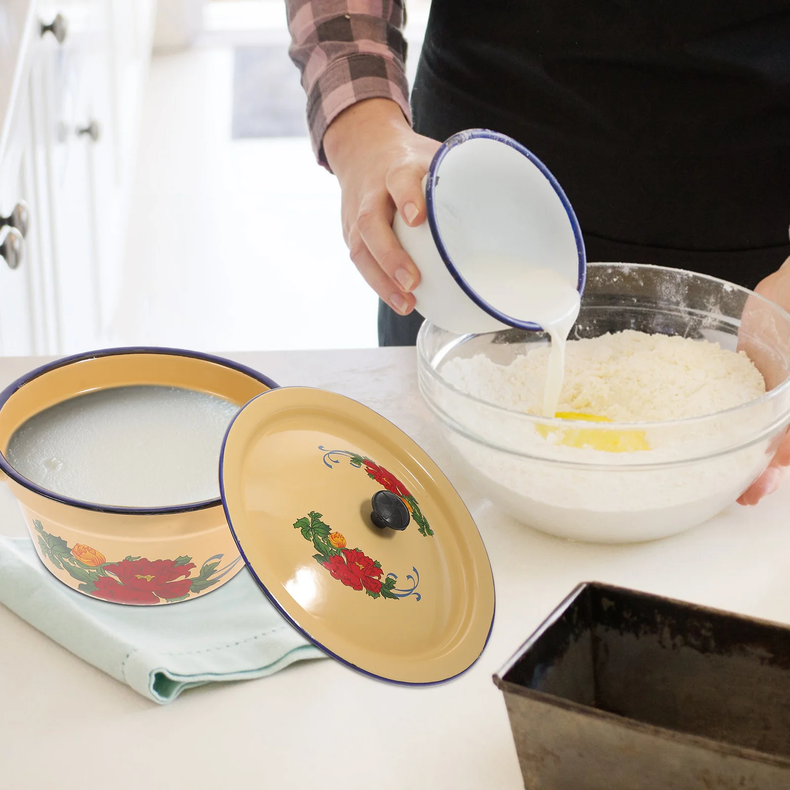 

Bowl Enamel Soup Metal Pot Mixing Bowls Basin Storage Salad Enamelware Noodle Lard Serving Stainless Kitchen Steel Washing Fruit