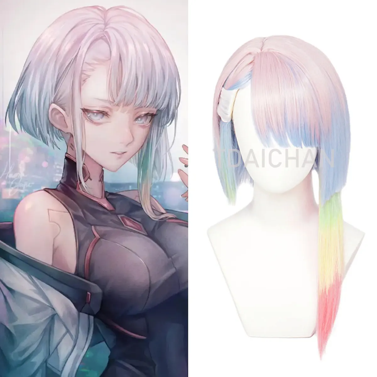 

Lucyna Kushinada Cosplay Wig Cyberpunk Edgerunners Cosplay Mixed Color Wigs Cosplay Anime Cosplay Heat Resistant Synthetic Wigs