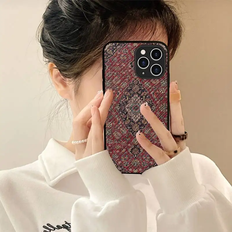 

Persian carpet Floral pattern Phone Case Hard Leather Case for iPhone 11 12 13 Mini Pro Max 8 7 Plus SE 2020 X XR XS Coque